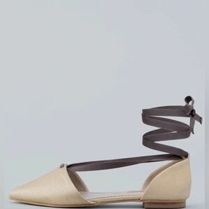 Boden Florence Metallic Lace Up Flats Size 37 (6.5-7) Gold Ballet Tie Shoes